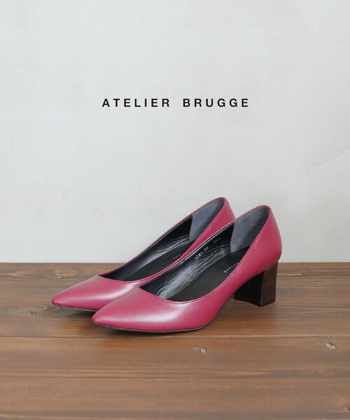 【50%OFF】アトリエブルージュ atelier brugge レザー チャンキーヒール ポインテッドトゥ パンプス outlet ・17SN-03-0751702(レディース)(D-4)