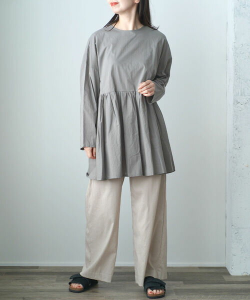 【スーパーセール期間限定まとめ買いクーポン対象】【40%OFF】ミディウミ Midi-Umi チュニック ブラウス ギャザーチュニック 長袖 切り替え ギャザー シアー ゆったり レイヤード ふんわり カジュアル ・3-739652-1262402(レディース)