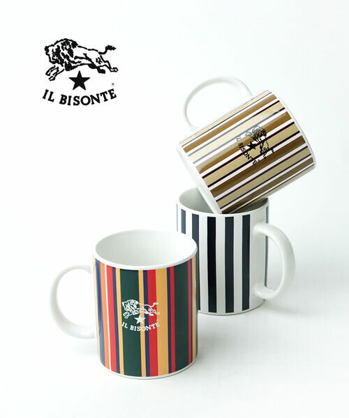 Rakuten - イルビゾンテ IL BISONTE マグカップ コーヒーカップ コップ 正規品 ストライプ柄 ロゴ 大きめ イタリアン おしゃれ ギフト プレゼント・5432404198-0062502(メンズ)(レディース)(1F-W)