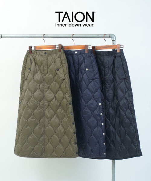 【2025年秋冬新作】タイオン TAION ダウンスカート ロングスカート セミロング スカート 防寒 防風 保温 中綿 軽量 ウエストゴム アウ..