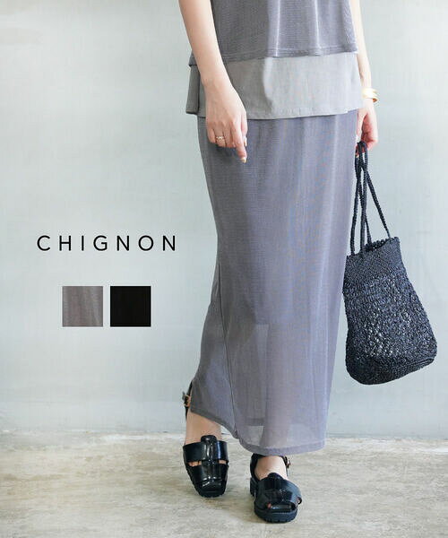 Rakuten - 【4/15限定10%クーポン&ポイント10倍】シニヨン CHIGNON スカート ロングスカート ナロースカート タイト Iライン メッシュ シアー 透け感 スリット おしゃれ・2753-400KK-5092501(レディース)