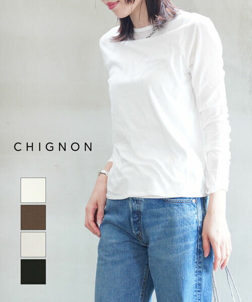 Rakuten - 【30%OFF】シニヨン CHIGNON カットソー 長袖 シアー トップス プルオーバー 透け感 薄手 ロンT クルーネック ラウンドネック・8453-406KK-5092501(レディース)