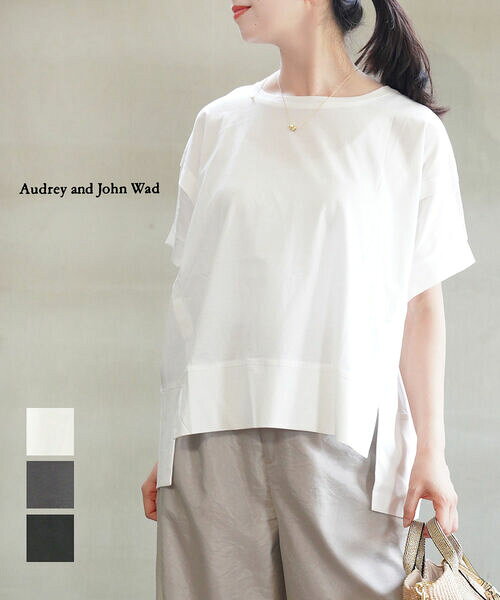Rakuten - 【ポイント2倍】オードリーアンドジョンワッド audrey and john wad カットソー 半袖 Tシャツ クルーネック 体型カバー ゆったり 無地・L4951-0032501(レディース)