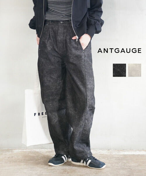 Rakuten - 【ポイント2倍】アントゲージ ANTGAUGE デニム パンツ ワイドパンツ デニムパンツ カーブパンツ ジーパン ゆったり 体型カバー ウエストゴム おしゃれ カジュアル・C2359-3352502(レディース)