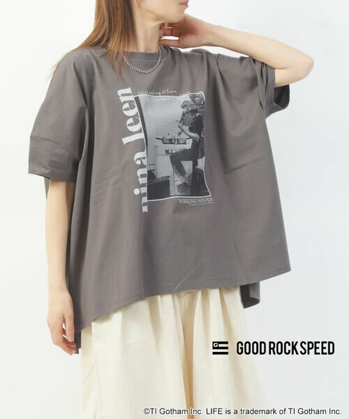 Rakuten - 【スーパーセール期間ポイント10倍】【2026年春夏新作】グッドロックスピード GOOD ROCK SPEED Tシャツ 半袖 カットソー フォト プリント ゆったり クルーネック・26LFE006W-0242601(メール便可能商品)[M便 5/5](レディース)