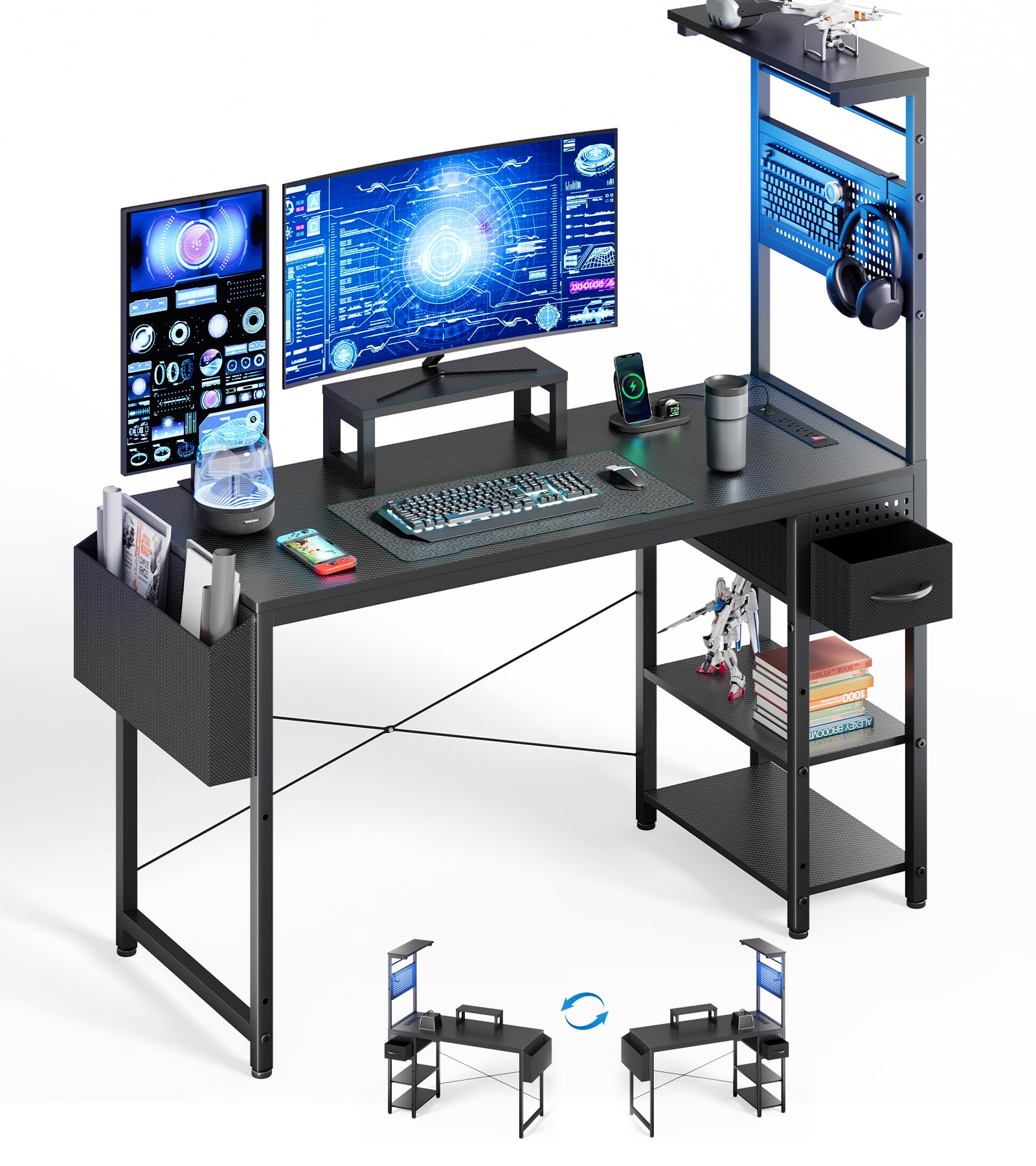 DOMICON ゲーミングデスク 引き出し パソコンデスク ゲームデスク PC desk 作業机 ワークデスク オフィ..