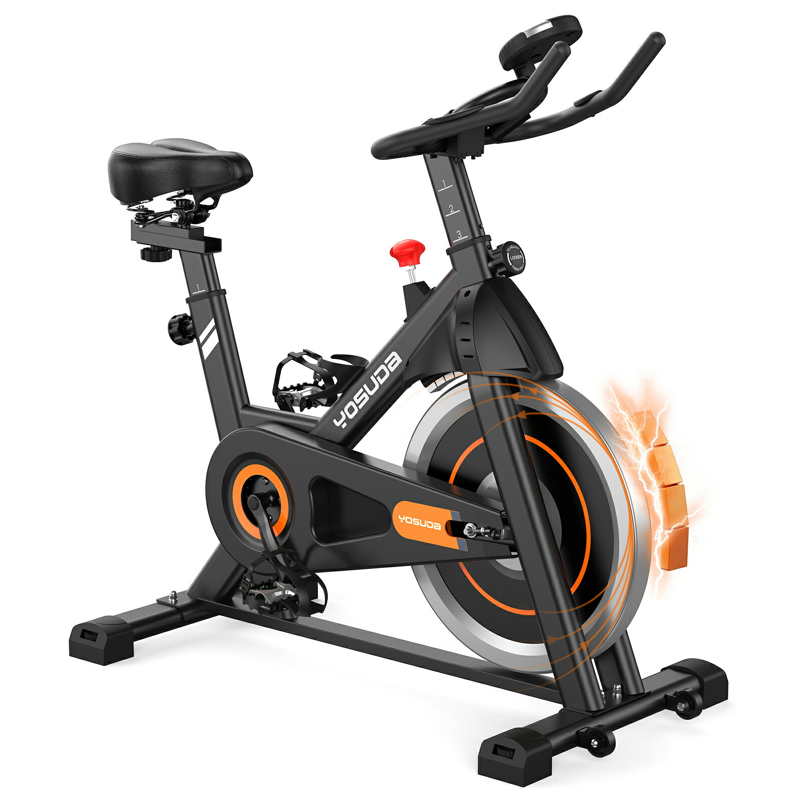 YOSUDA エアロバイク 静音 家庭用 スピンバイク マグネット式 無段階負荷調整 フィットネスバイク 軽量 組立簡単 移動便利 サイクリングマシン 室内バイク(4)