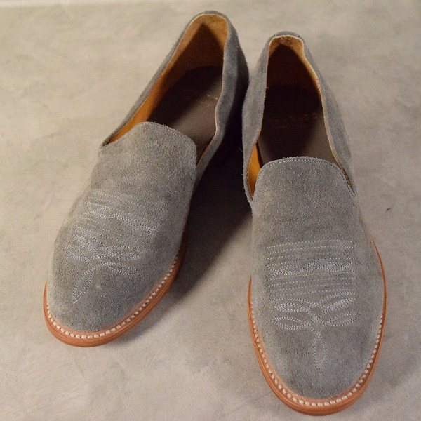 2120 Handcrafted Suede Loafers size9 箱付き ハンドクラフト スエードシューズ 革靴 刺繍 グレー ウエスタン 【古着】 【ヴィンテージ】 【中古】 【メンズ店】