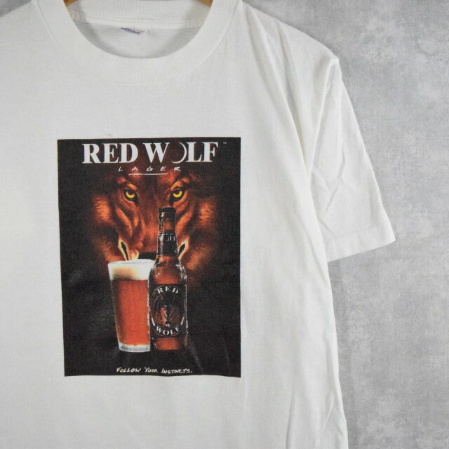 楽天ヴィンテージ 古着屋 通販 Feeet90's RED WOLF LAGER USA製 ビール企業Tシャツ L 90s 90年代 レッドウルフ ビール お酒 アルコール 企業 【古着】 【ヴィンテージ】 【中古】 【メンズ店】