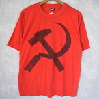 80's "鎌と槌" シンボルマークプリントTシャツ 80年代 80s 赤 レッド 半袖 【古着】 【ヴィンテージ】 【中古】 【メンズ店】