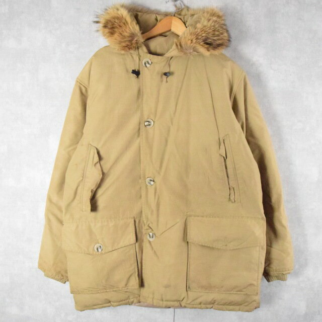 80〜90's Woolrich USA製 60/40クロス ダウンジャケット L 80年代 80s ウールリッチ アメリカ製 ベージュ 【古着】 【ヴィンテージ】 【中古】 【メンズ店】