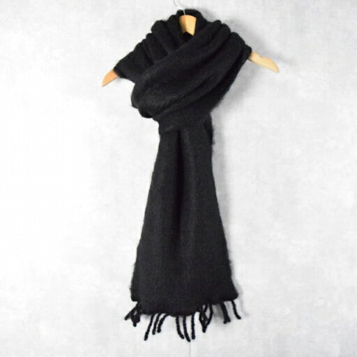 F.O.G. "Mohair Knit Wide Muffler" Black Feeetオリジナル ワイドマフラー モヘアニット シャギー 大判 スカーフ フリンジ 黒 ブラック 【古着】 【ヴィンテージ】 【中古】 【メンズ店】 F.O.G. "Mohair Knit Wide Muffler" Black Feeetオリジナル ワイドマフラー モヘアニット シャギー 大判 スカーフ フリンジ 黒 ブラック 【古着】 【ヴィンテージ】 【中古】 【メンズ店】