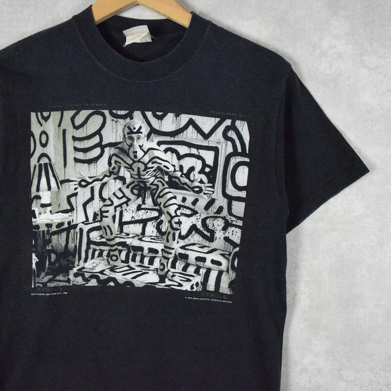 90 039 s Keith Haring ANNIE LEIBOVITZ 写真家プリントTシャツ S 90年代 90s アニー リーボヴィッツ フォトグラファー 【古着】 【ヴィンテージ】 【中古】 【メンズ店】