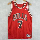 90 039 s Champion CHCAGO BULLS USA製 MICHAEL JORDAN メッシュゲームタンクトップ SIZE44 90年代 90s アメリカ製 チャンピオン 赤 レッド バスケットボール シカゴブルズ ジョーダン【古着】 【ヴィンテージ】 【中古】 【メンズ店】