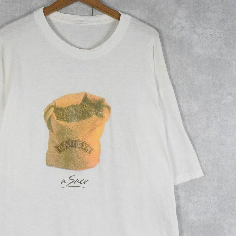 90's BAILEYS リキュールメーカー プリントTシャツ ベイリーズ お酒 アルコール ウイスキー 半袖 白 ホ..