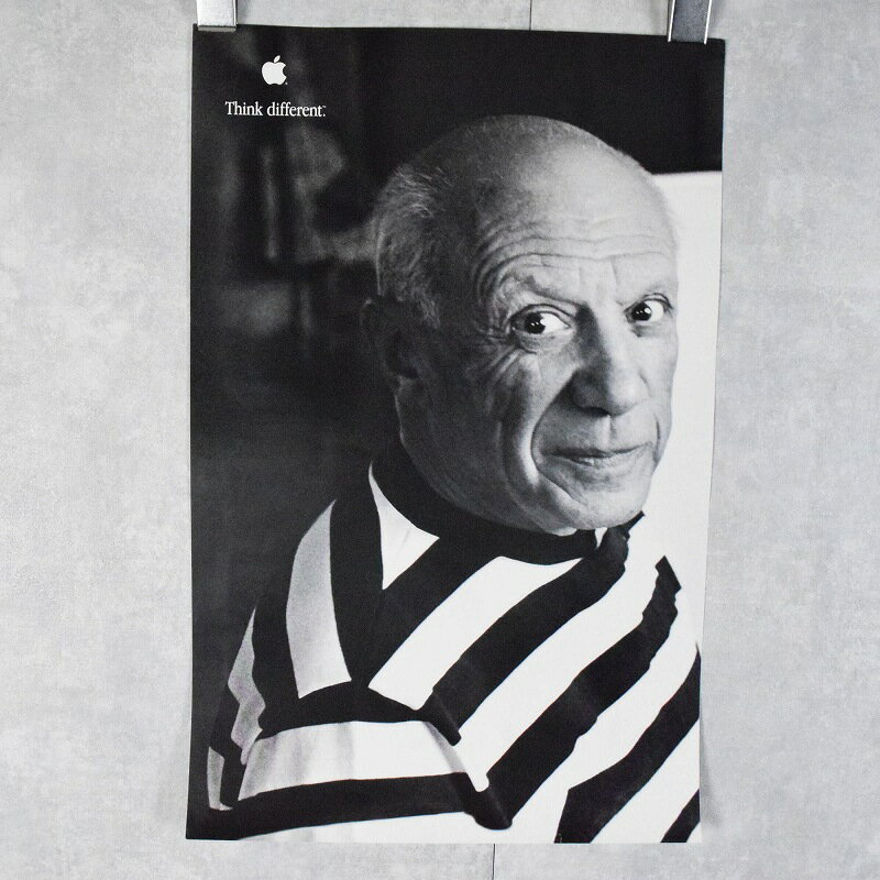 90 039 s Apple Think different Poster Pablo Picasso 90年代 90s アップル 企業 テック コンピュータ ポスター 広告 【古着】 【ヴィンテージ】 【中古】 【メンズ店】