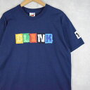BLINK 182 ポップパンクバンド ロゴプリントTシャツ M ブリンク182 ロック 音楽 ミュージック 紺 ネイビー 半袖   