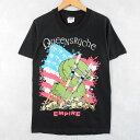 90 039 s Queensr che USA製 プログレッシブメタルバンドツアーTシャツ BLACK M 90s 90年代 アメリカ製 音楽 ミュージック 黒 ブラック プリント Queensryche 【古着】 【ヴィンテージ】 【中古】 【メンズ店】