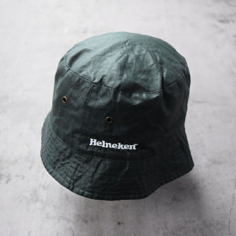 Heineken ビールメーカー ロゴ刺繍 ポリエステルバケットハット ハイネケン アルコール企業 深緑 ダークグリーン 帽子    
