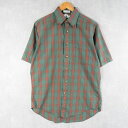 60's Colvey's チェック柄 ポリエステル×コットン ボタンダウンシャツ M 60s 60年代 半袖 緑 グリーン 【古着】 【ヴィンテージ】 【中古】 【メンズ店】(4)
