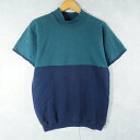 80's Hanes USA製 カットオフスリーブ 切り替えデザイン モックネックスウェット M 80s 80年代 ヘインズ アメリカ製 トレーナー 半袖 【古...