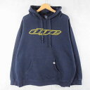 dye 立体プリント ロゴスウェットフーディー NAVY L ダイ フロッキー パーカー【古着】 【ヴィンテージ】 【中古】 【メンズ店】