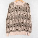 猫柄 ジャガードニットセーター ネコ 動物 アニマル 総柄【古着】 【ヴィンテージ】 【中古】 【メンズ店】