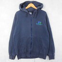 90's Champion USA製 ロゴ刺繍 スウェットジップパーカー NAVY L 90年代 90s チャンピオン アメリカ製 ネイビー 紺 スウェットパー...