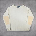 POLO Ralph Lauren エルボーパッチ付き コットンニットセーター XL ポロラルフローレン アイボリー 生成り ベージュ 【古着】 【ヴィンテージ...