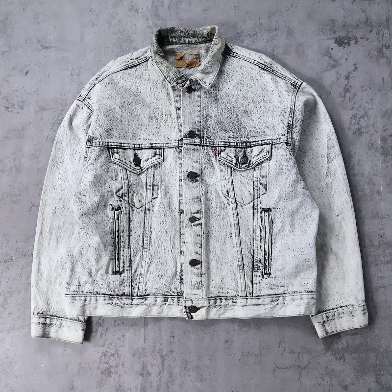 80's Levi's 70507 USA製 ケミカルウォッシュ ブラックデニムジャケット XL 80s 80年代 リーバイス アメリカ製 Gジャン 白 ホワイト トラッカージャケット 【古着】 【ヴィンテージ】 【中古】 【メンズ店】のサムネイル
