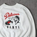 80's Delicious Vinyl USA製 レコードレーベル プリントスウェット XL 80s 80年代 デリシャスバイナル 音楽 ミュージック【古着】...