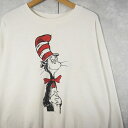 90's Dr.Seuss THE CAT IN THE HAT キャラクタープリントスウェット 90s 90年代 ドクタースース 白 ホワイト 【古着】 【ヴ...