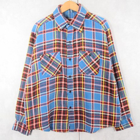 80's〜 ヘビーネルシャツ 80s 80年代 青 ブルー 長袖 【古着】 【ヴィンテージ】 【中古】【メンズ店】