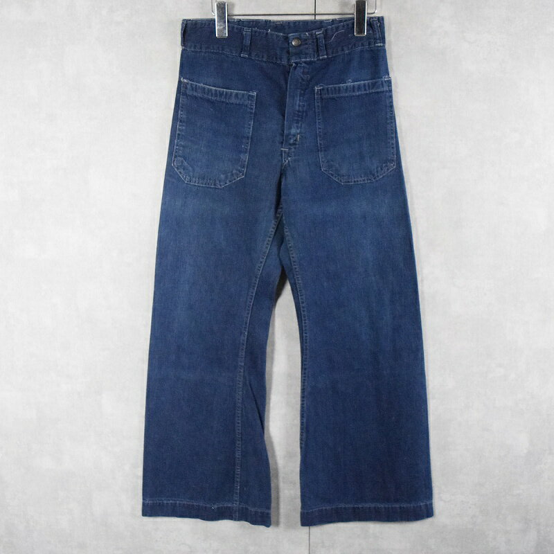 60's seafarer USN 巻き デニムセーラーパンツ W30 60s 60年代 セーラーパンツ アメリカ軍 米軍 海軍 フレア【古着】 【ヴィンテージ】 【中古】 【メンズ店】のサムネイル