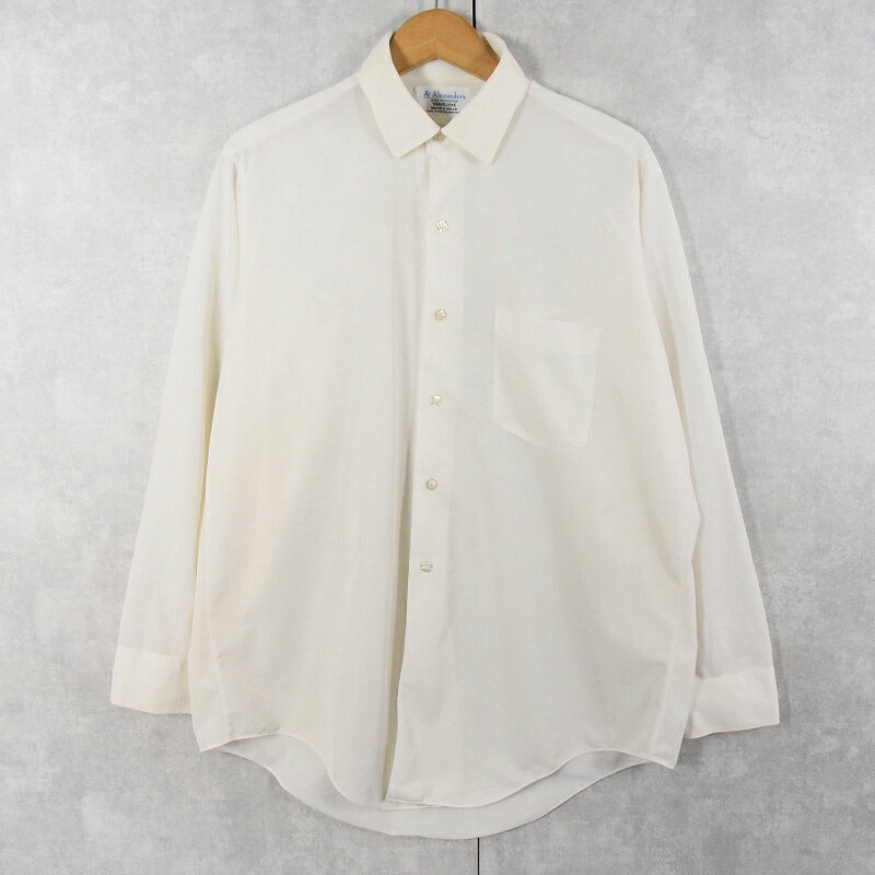 70's Alexander's シアー ポリシャツ 70s 70年代 アレクサンダー ポリエステル 長袖 白 ホワイト 【古着】 【ヴィンテージ】 【中古】 【メンズ店】