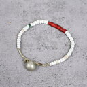 RORAN "Antique Grass Beads × White Heats" ブレスレット ローラン アンティークジュエリー ホワイトハーツ ビーズ 赤 レッド 白 ホワイト アクセサリー 腕輪【古着】 【ヴィンテージ】 【中古】 【メンズ店】