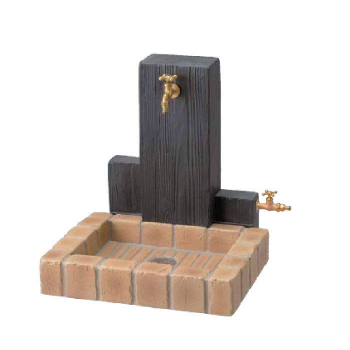 立水栓ユニット ウッドクリートタイプ・スクエアタイプ（ブライトイエロー）【蛇口・補助蛇口別売】［W..