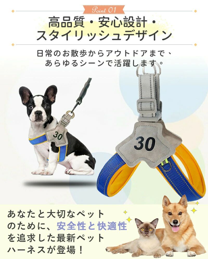 ス 犬のハーネス メッシュハーネス おしゃれ 少ない 通気性 首輪 負担 セット おし...