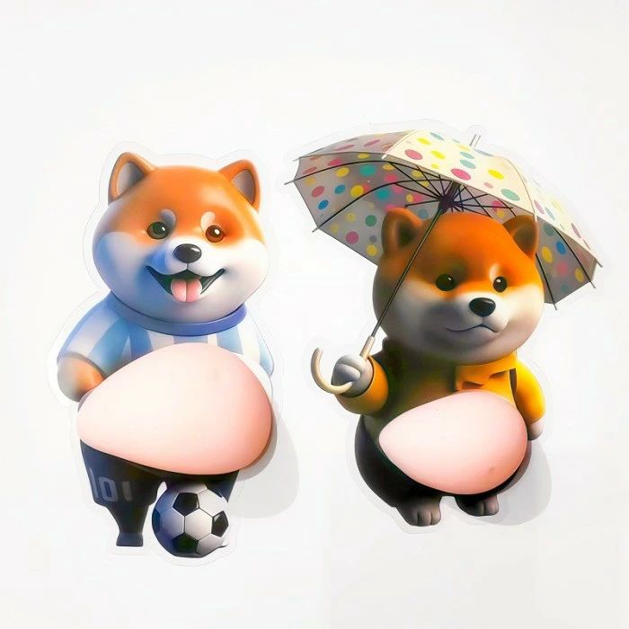 【2個セット】おなかシール 柴犬 ステッカー シール 衝撃吸収 クッション ドアガード ぷにぷに お腹 傷防止 アニマル 犬 かわいい ウォールステッカー 車 ドアエッジ ドアバンパー スマホ 癒しグッズ ストレス解消 ぽっちゃり 柴犬グッズ 保護シール 衝突防止 プレゼント feel08-10049005 フィール08 サンプル画像3