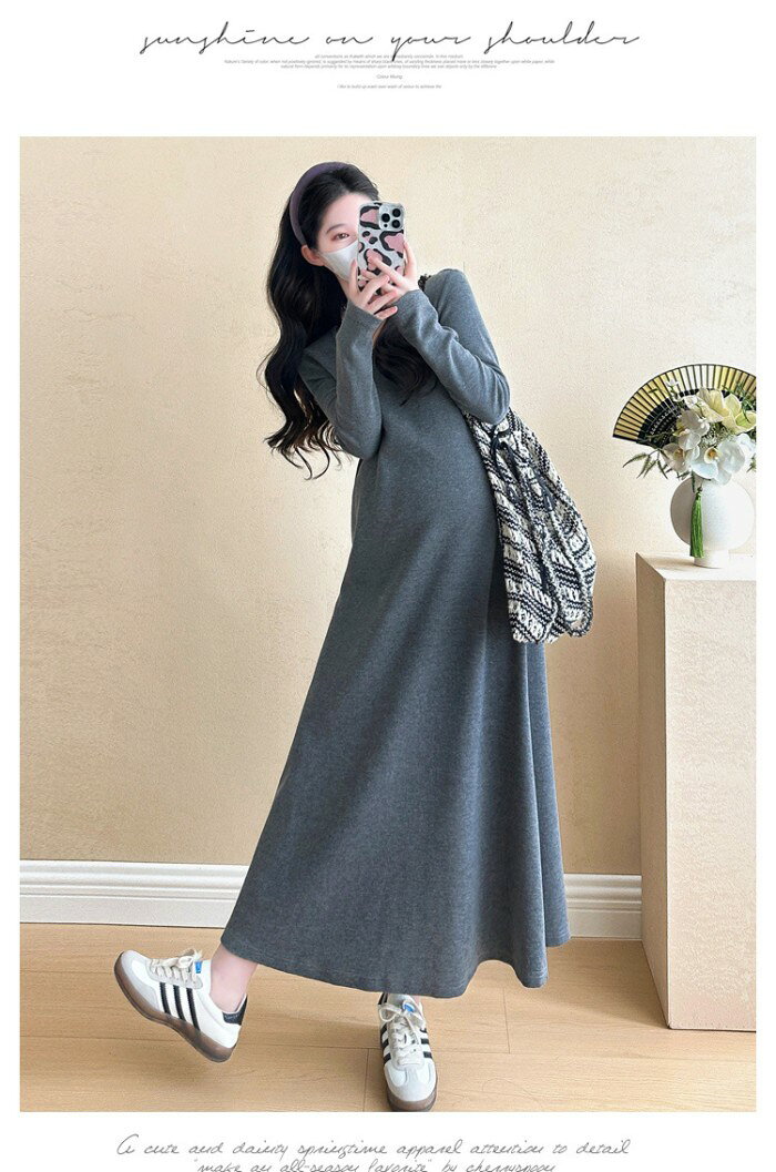 マタニティ ワンピース 妊婦服 長袖 Aラインワンピ 授乳服 産前産後 妊婦服 ワンピ...