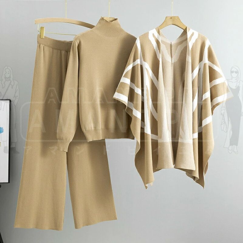 ニット セットアップ レディース パンツ 上品 きれいめ 秋冬 長袖 ストール ニット...