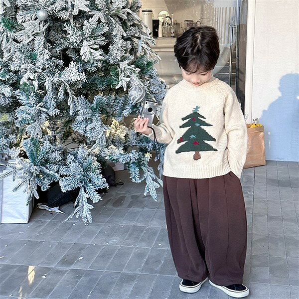 フィール08の【クリスマス/お正月】男の子用 赤色 毛糸セーター クリスマス 新年 イベント用 キッズ ニット 秋冬用 裏起毛 男の子 かわいい 防寒 ぬくぬく 赤いセーター 子供服 100-170cm 通学用 男の子服 ベージュ レッド mm031z7x7lc｜アングル3