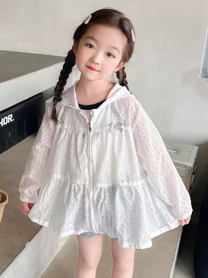 シアー シャツ キッズ 日焼け止め リボン コート 薄手 女の子 アイスシルクサンブ...