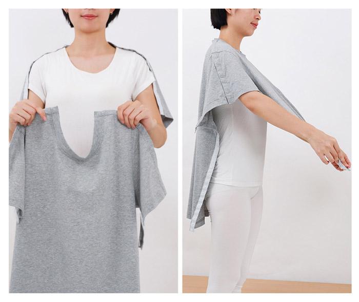 介護 パジャマ 半袖 綿 Tシャツ 介護服 骨折 入院服 フルオープン メンズ 紳士 寝巻 介護用パジャマ シニア 高齢者 メンズ インナー 夏 おしゃれ M/ L/ LL/ 3L ブルー ホワイト ブラック グレー d8007c0c0x0 feel08-10015643 フィール08 サンプル画像2