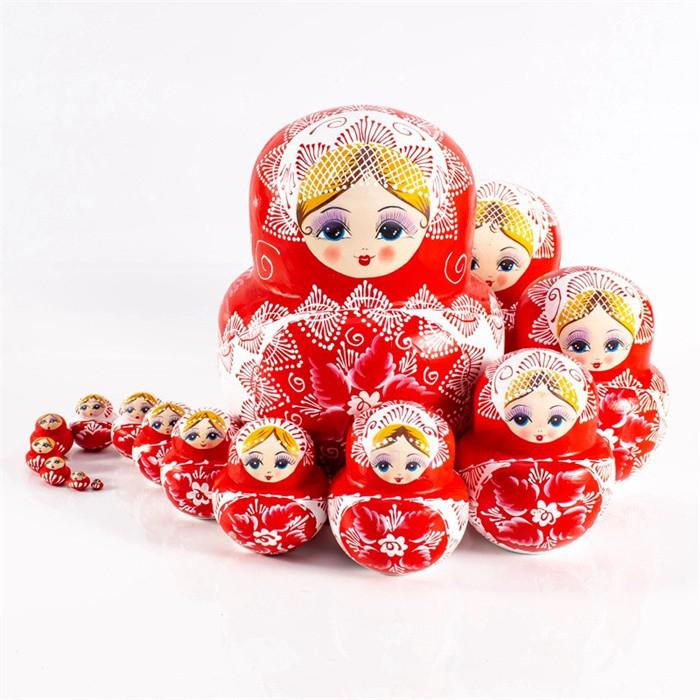 フィール08のマトリョーシカ ロシア クリスマス 人形 民芸品 土産物 手作り人形 手描き オブジェ 15個組20cm インテリア 雑貨 洋風 ギフト プレゼント 北欧雑貨 伝統工芸 おもちゃ 飾り 誕生日 キッズ 子供 部屋 ハロウィン かわいい ja061x0x0x0｜アングル3