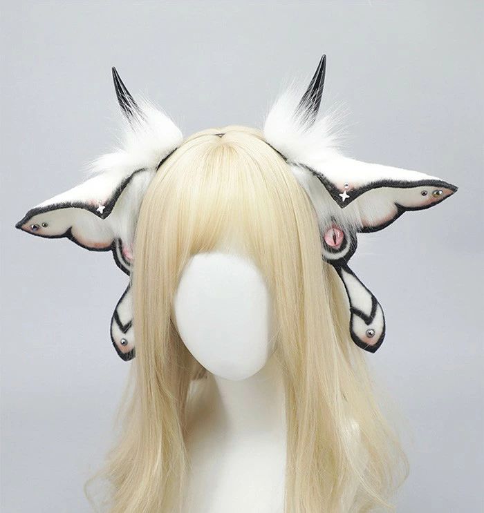 フィール08のカチューシャ ハロウィン 仮装 悪魔 ヴィラン デビル ホワイト ブラック コスプレ用 ヘッドドレス フェイクファー製 ヘアアクセサリー ふわふわ 耳飾り かわいい セクシー 可愛いコスプレ 小物 撮影 グッズ レディース 大人 女性 ハロウィン コスチューム mj001lclcm3｜アングル3