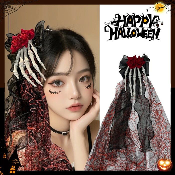ハロウィン ゴシック風 鬼爪手 ヘアピン ばらのモチーフ付き ヘッドピース ヘアアクセサリー 吸血鬼スタイル コスプレ ヘア飾り ハロウィン クリスマス mj002zbzbm3