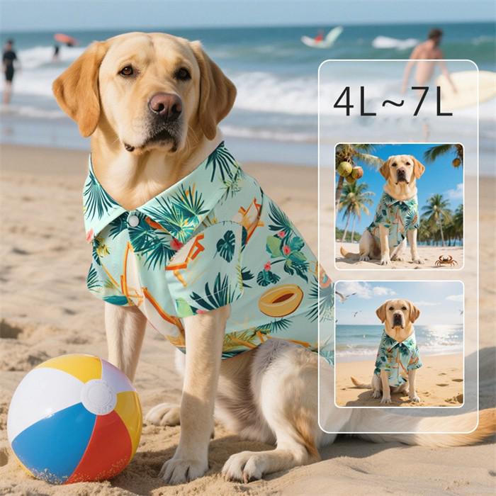 犬服 アロハシャツ ハワイアンシャツ 夏服 中型犬 大型犬 向け ペットウェア シャツ 半袖 ペット洋服 リゾート 海 ビーチ フルーツ柄 花柄 吸湿通気 おしゃれ 涼感 夏用 ドッグウェア ルームウェア 散歩用 la063x1x1