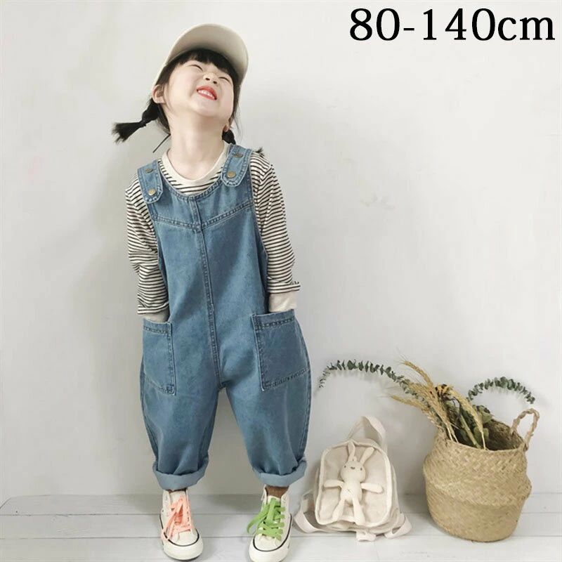 キッズ オーバーオール サロペット デニム ワイドパンツ イージーパンツ バギーパ...
