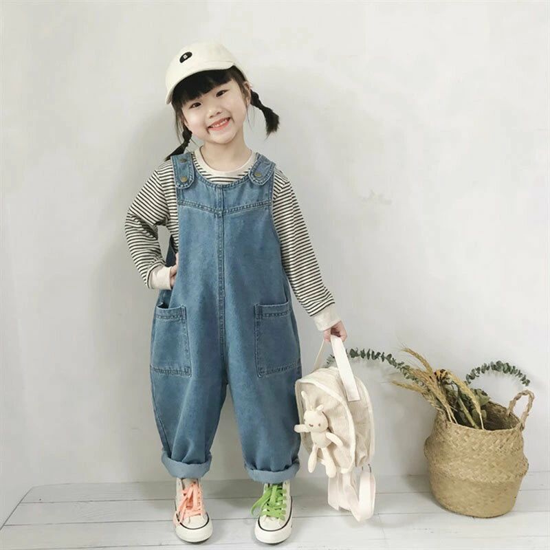 キッズ オーバーオール サロペット デニム ワイドパンツ イージーパンツ バギーパ...